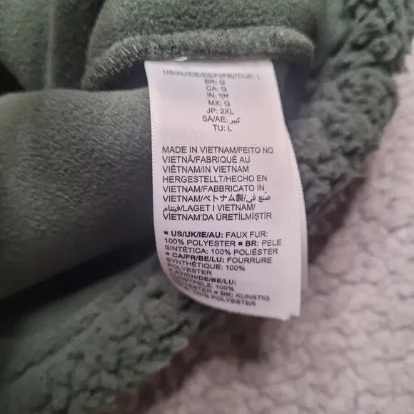 Amazon Essentials Jacket Large Green Sherpa Fleece Full Zip Colorblock Warm NEW - Picture 5 of 9